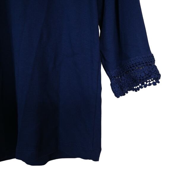 Allison Daley 3/4 Sleeve Embroidered Pullover Blouse Womens Petite Large - Picture 5 of 8